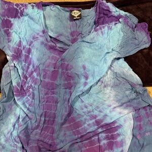 Elegant Purple and Blue Tie-Dye Blouse